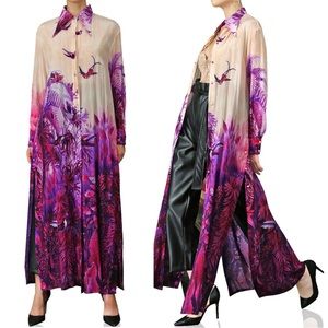 Kyle x Shahida Parides Silk Printed Button Down Shirt Dress Maxi XXL